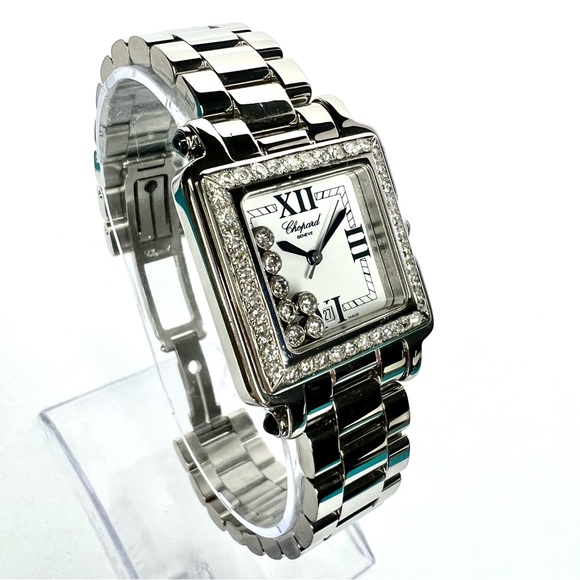 CHOPARD HAPPY SPORT Quartz 27mm 7 Floating 2TCW Diamonds Watch - Picture 4 of 7